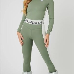 My Sunday Ski RACER STRIPE BASE LAYER SET SAGE